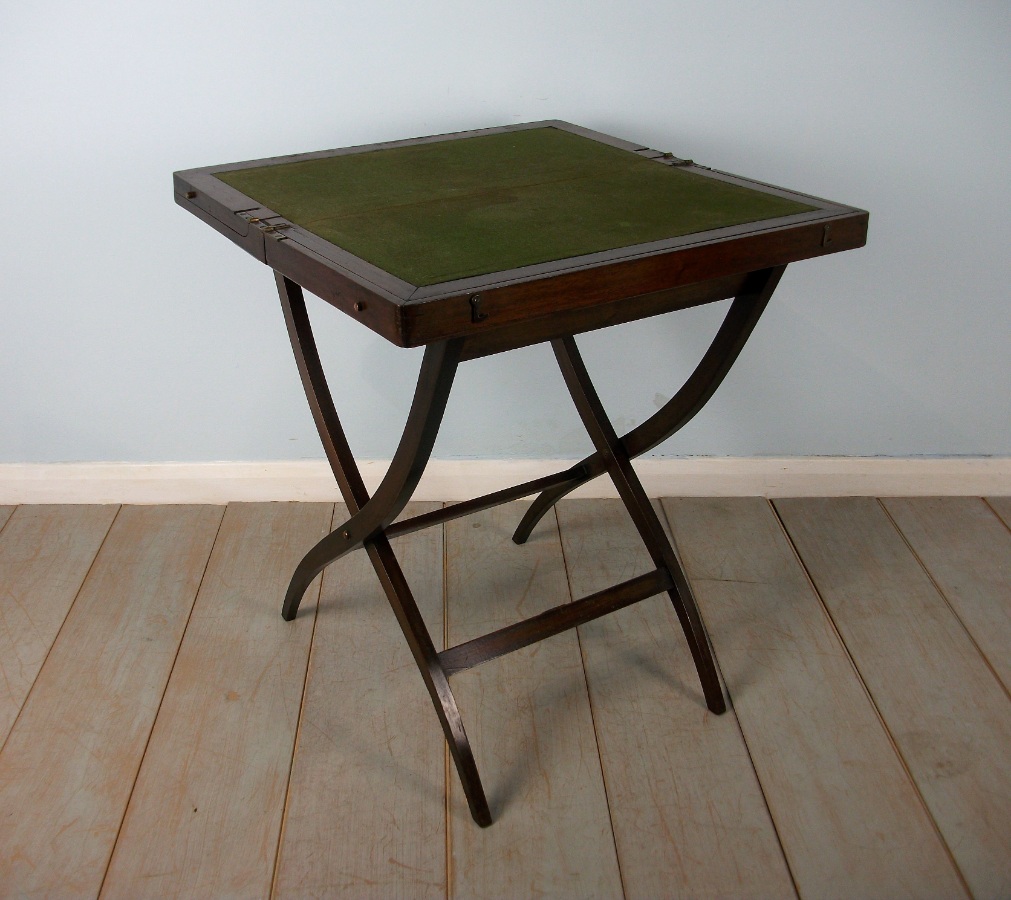 Mahogany Military Campaign Folding Desk and Games Table